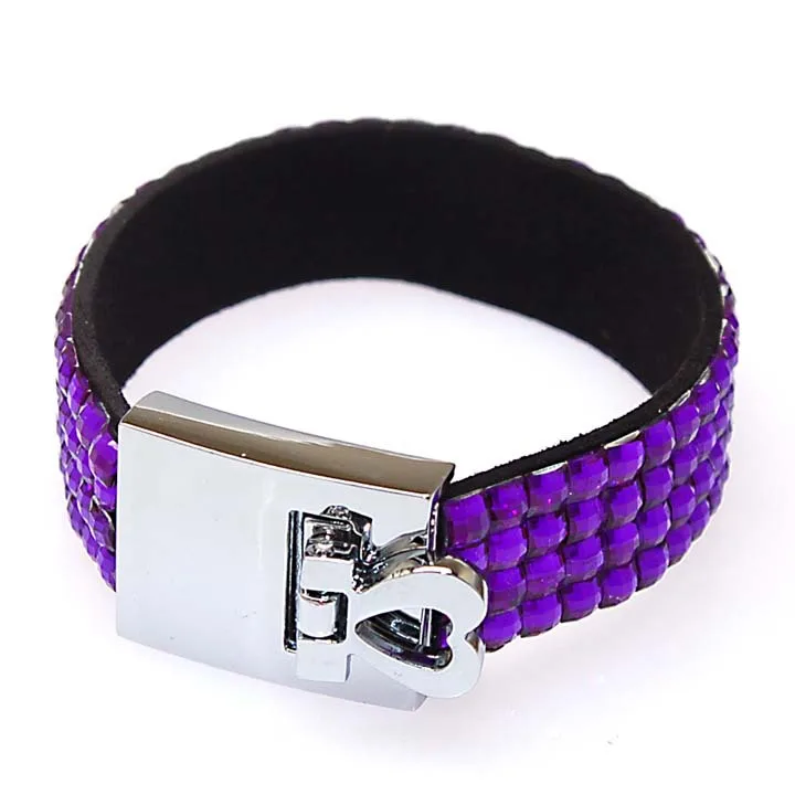 

Heart lock clasp with resin crystal charm bracelet