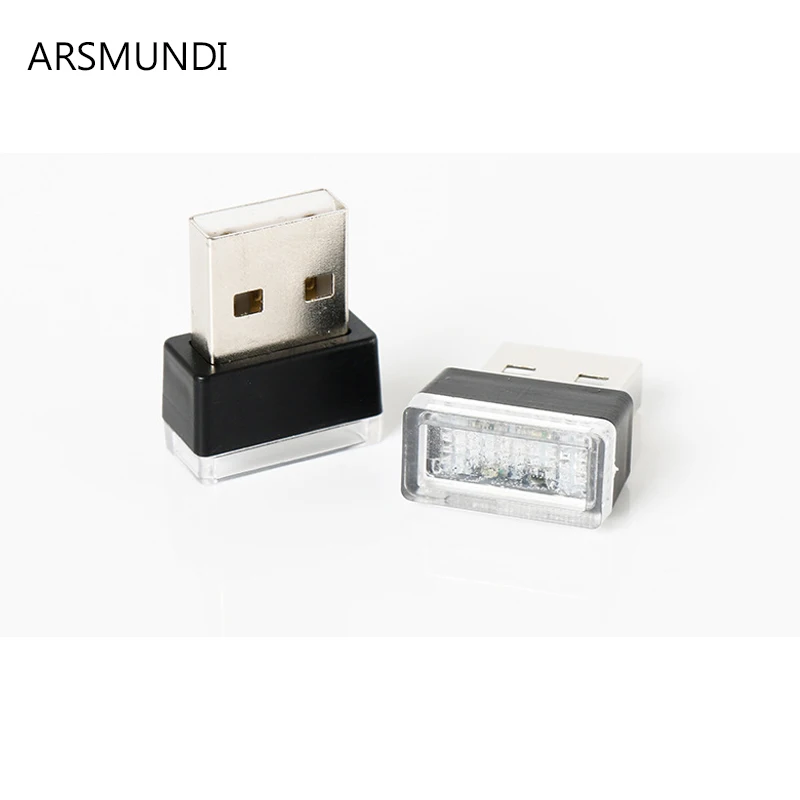 

Car USB LED Atmosphere Lights Mini Usb Led Decorative Lamp Emergency Lighting Universal PC Portable Plug and Blue/White