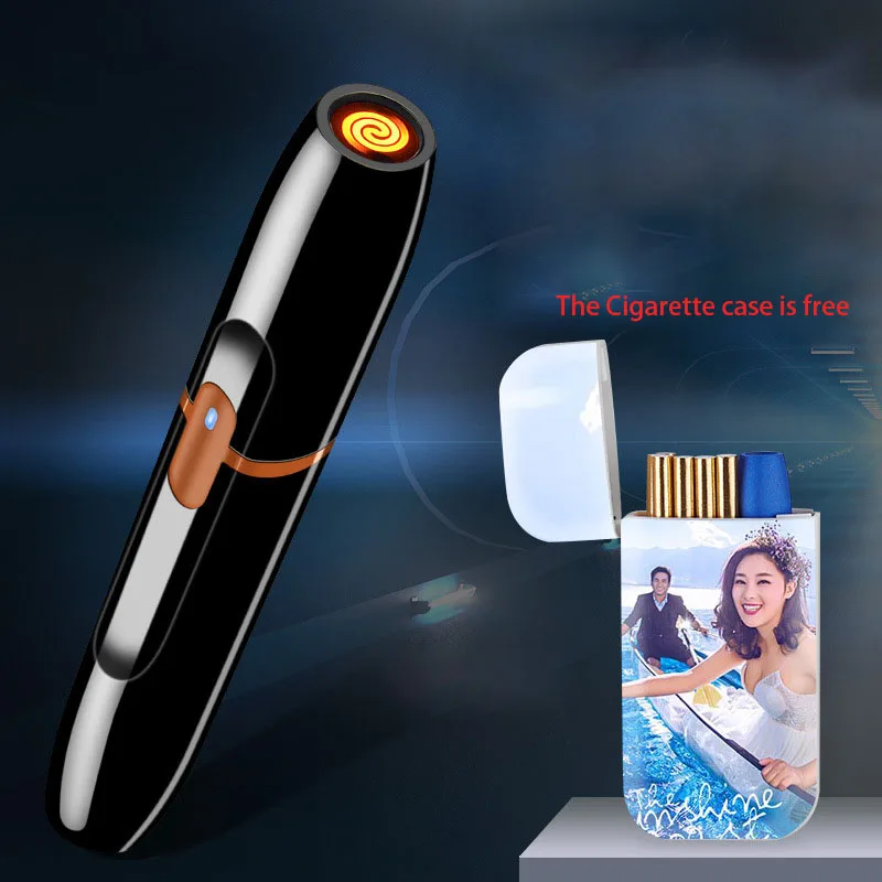Маленький тонкий USB Зажигалка сенсорный переключатель электрические зажигалки