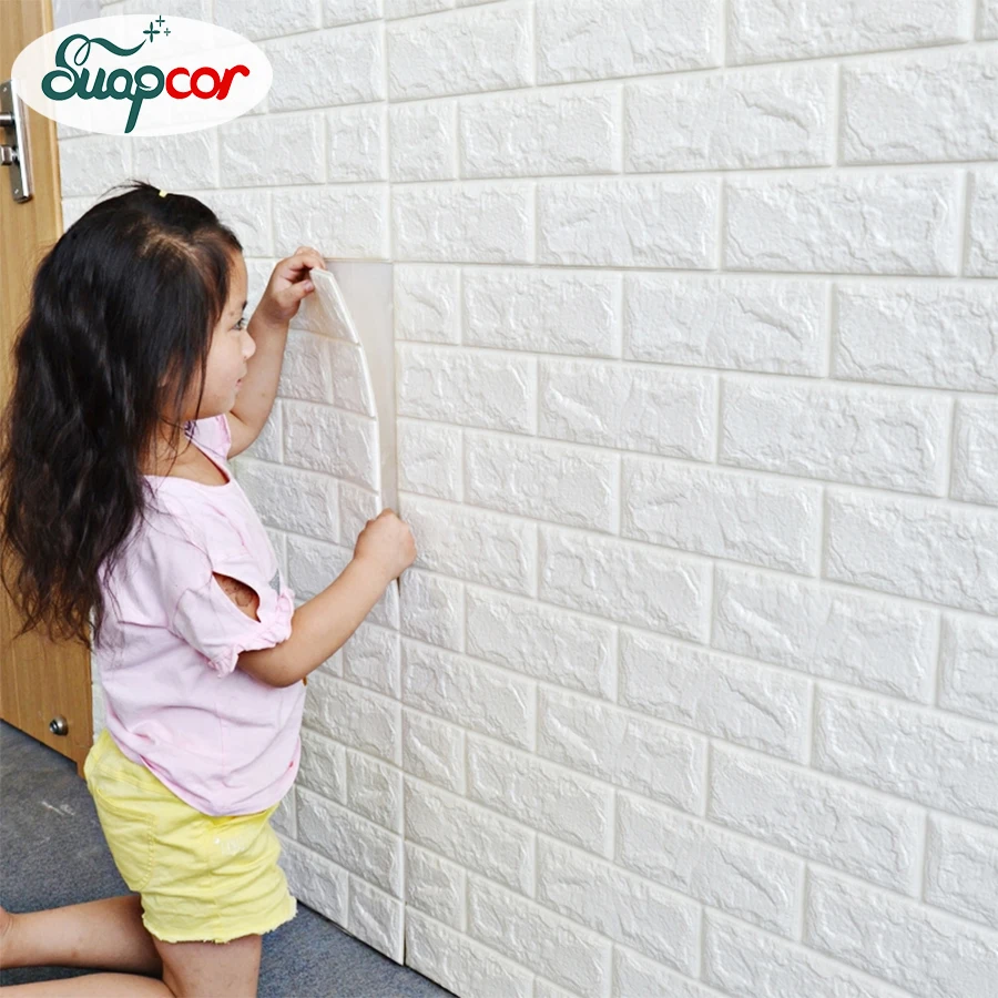 Self Adhesive 3D Foam Wallpaper For Kids Room DIY Creative Brick Wall Sticker Bedroom Home Decor Waterproof Decorative Stickers Self Adhesive 3D Foam Wallpaper For Kids Room DIY Creative Brick Wall Sticker Bedroom Home Decor Waterproof Decorative Stickers