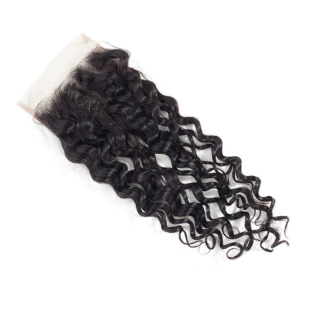 Uneed волосы 3 пучка перуанская волна с закрытием бесплатно/средняя часть 100% человеческие волосы пучки с закрытием remy волосы для наращивания