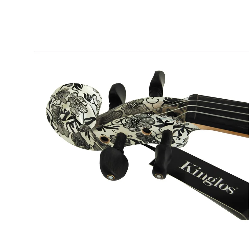 Kinglos Advanced Electric Art скрипка черная и белая твердая древесина Тихая полный размер 4/4
