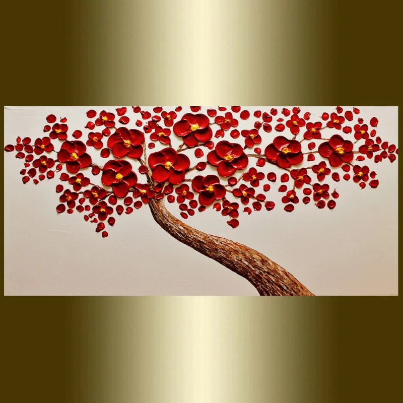 Red Blooming Tree white
