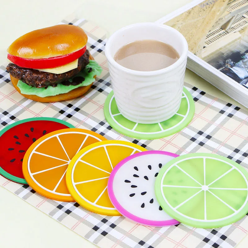 

2pcs Fresh Fruit Cup Mat Coaster Novelty Placement for Mugs Cup Table Decoration Office Desk Set Accessories