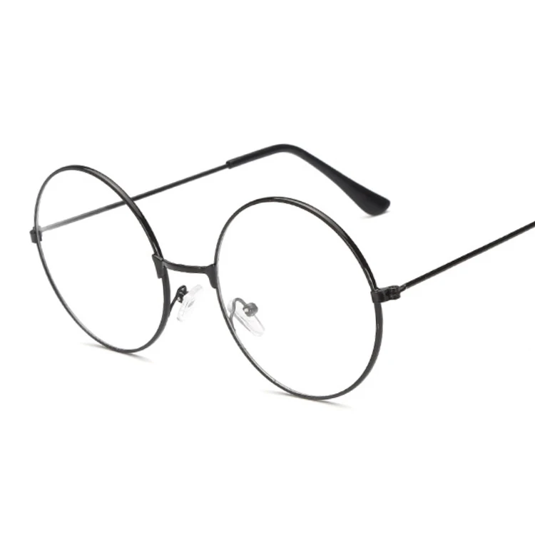 Новые дизайнерские женские и мужские очки es оптическая оправа металлическая круглая стеклянная оправа es Прозрачные Линзы для очков черное серебряное Золотое стекло для глаз - Цвет линз: Черный