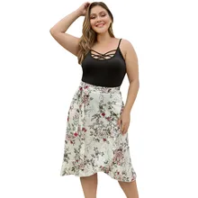 Женские юбки большого размера, Повседневная кружевная юбка с перекрещивающимися оборками и асимметричным принтом, юбки Jupe Femme, женские юбки s Faldas Mujer Moda