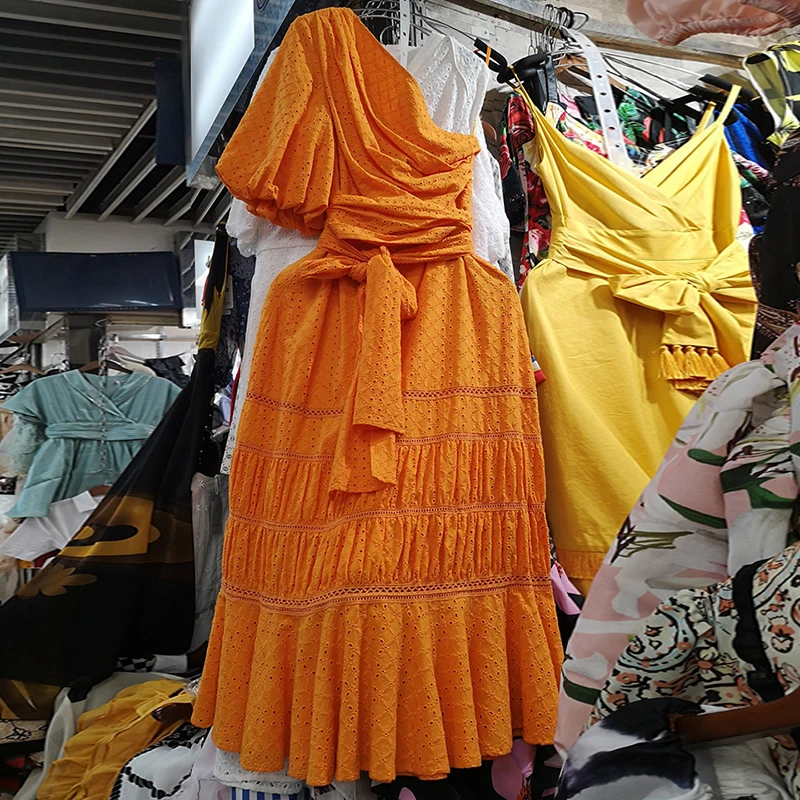 Высокое качество, Парижская мода, дизайнерское платье в стиле барокко, женское хлопковое кружевное платье на одно плечо с вышивкой