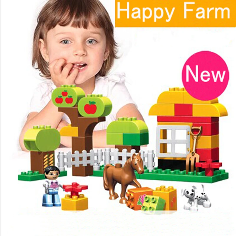 45 шт. строительные блоки Happy Farm животные наборы DIY собранные игрушки для детей
