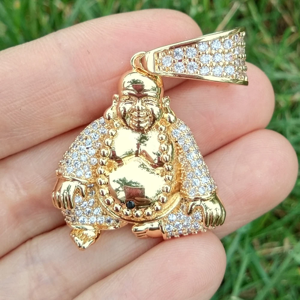

Brass Happy Buddha Micro Pave CZ Pendant&Neclace With Gift Box CN074