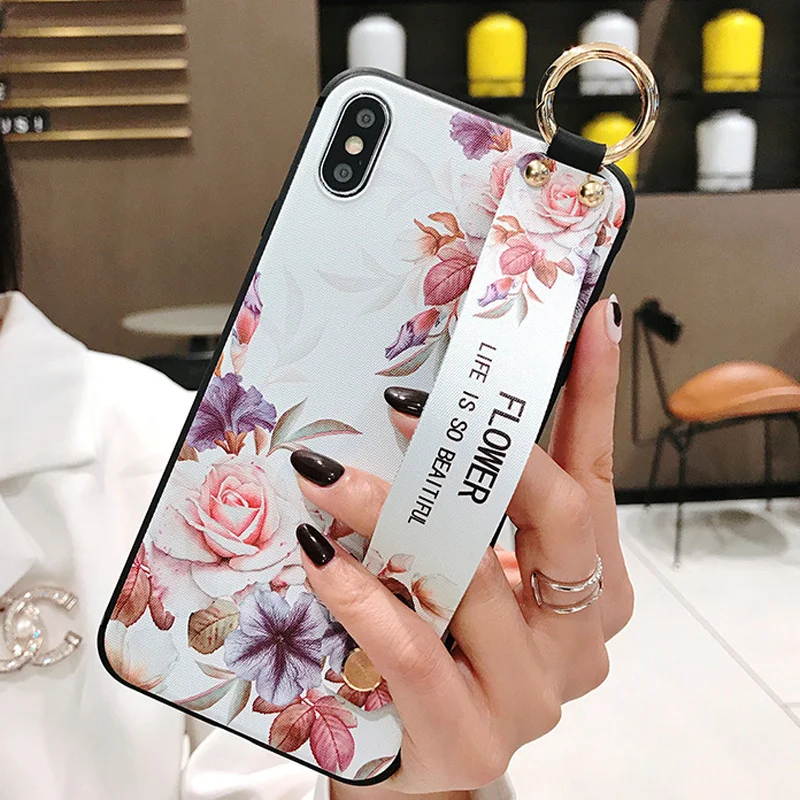 3D Flower Emboss Case For Samsung A30 A40 A50 A60 A70 A750 M20 Case Wristband support Soft TPU Anti-fall protective case Capa - Цвет: Style 6