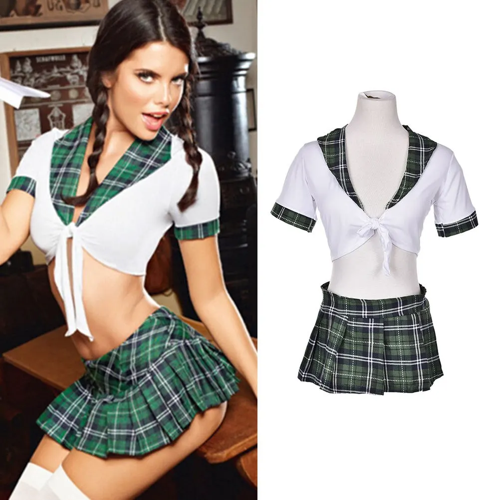 2pcs Set Sexy Students School Girl Uniform Role Play Costumes Women Girl Plaid Cosplay Clothing 2pcs Set Sexy Students School Girl Uniform Role Play Costumes Women Girl Plaid Cosplay Clothing