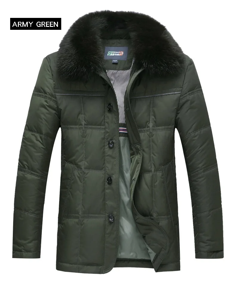 Мужская куртка на утином пуху, Воротник из лисьего меха, толстое теплое пуховое пальто, отборная пуховая одежда для мужчин, новинка 5636