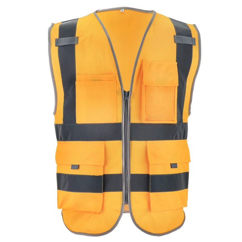 SFvest светоотражающий жилет светоотражающие жилеты безопасности несколько карманов флуоресцентный желтый оранжевый варианты нескольких цветов шелкография