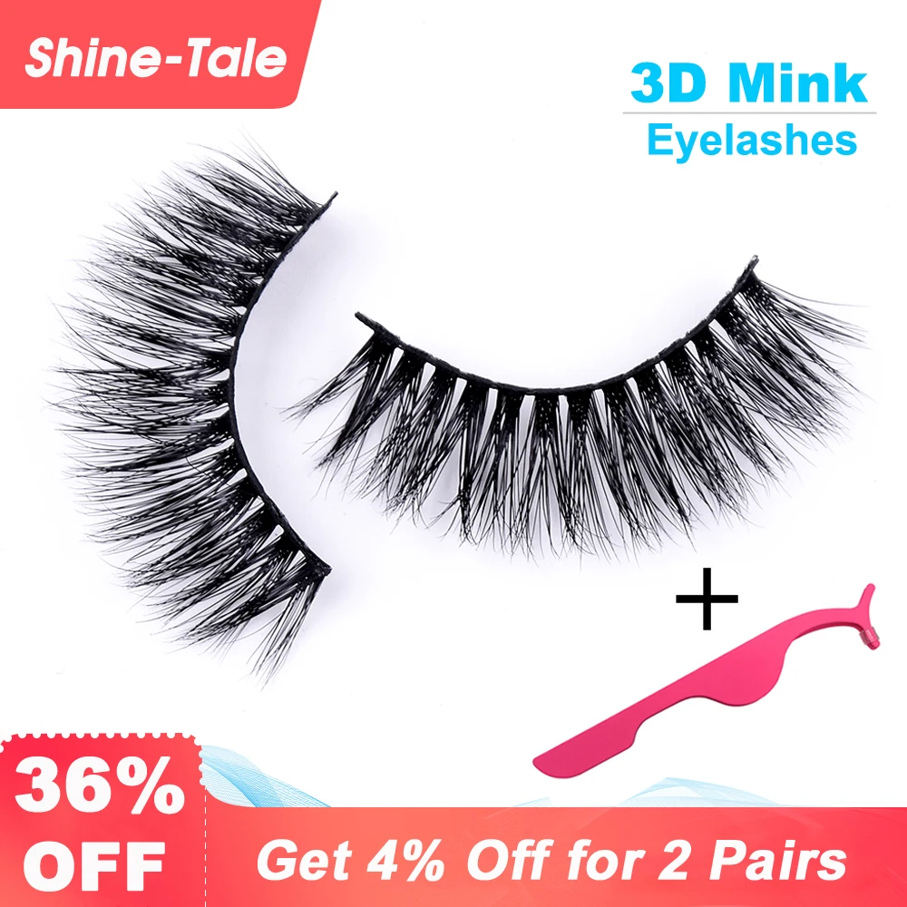 

Shine-Tale Natural Mink Hair False Eyelashes Reusable 3D Handmade False Eyelashes Lash Extension Set for Natural Look A06 Cilia