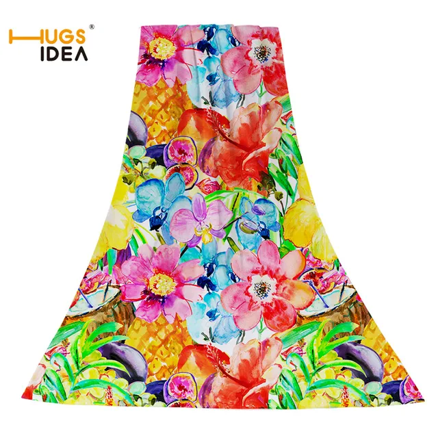 Cheap HUGSIDEA Tropical Floral Flowers Print Microfiber Towels Travel Picnic Blanket Beach Cover Up Swimming Drying Towel Hair Toalla