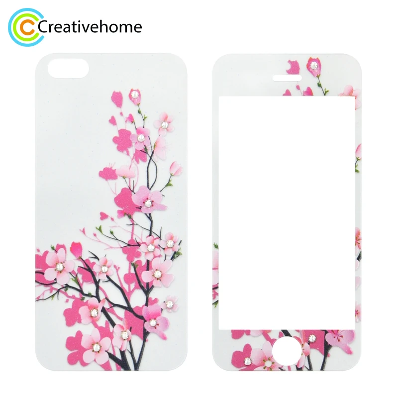 Для iPhone 5 5S 0 3 мм инкрустированный стразами цветное стекло всего тела передняя