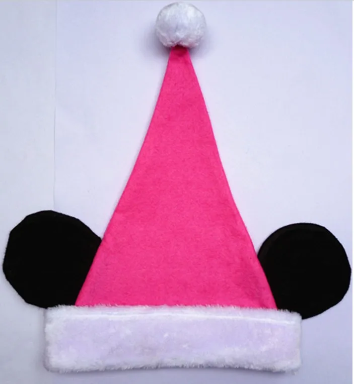 

Free Shipping,children adult cartoon Minnie mouse ear pink Christmas Hat XMAS hat