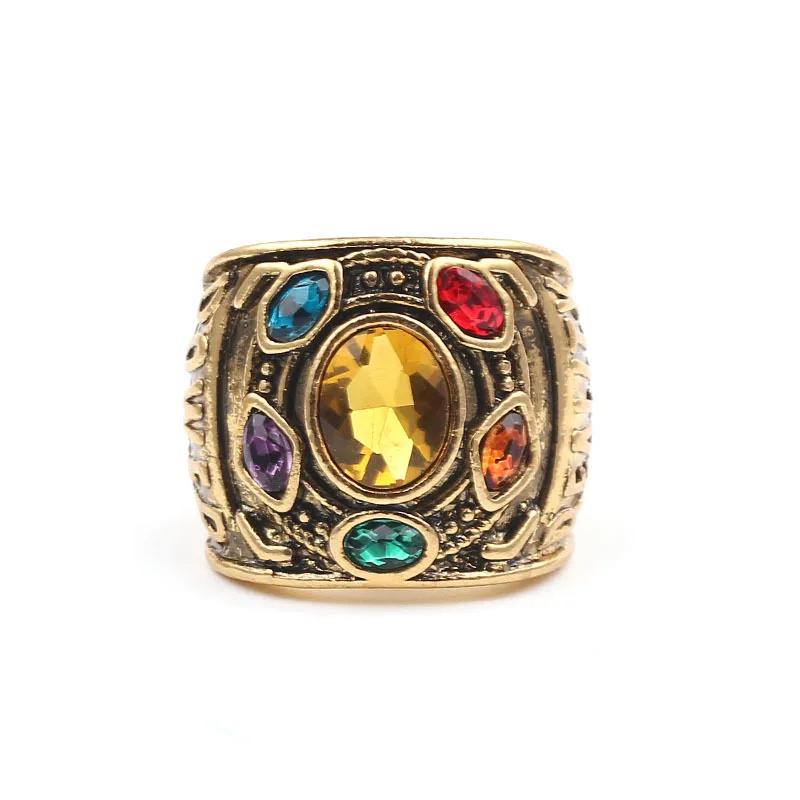Marvel Avengers Infinity War Thanos Ring Men Size 8-12 Fashion Jewelry Thanos Power Crystal Ring Dropshipping
