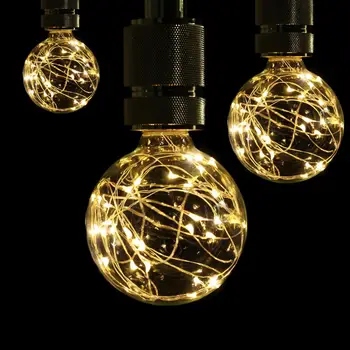 

DSstyles 1PC Warm Light G95 Copper Wire Light Bulb Room Decoration E27 85-265V