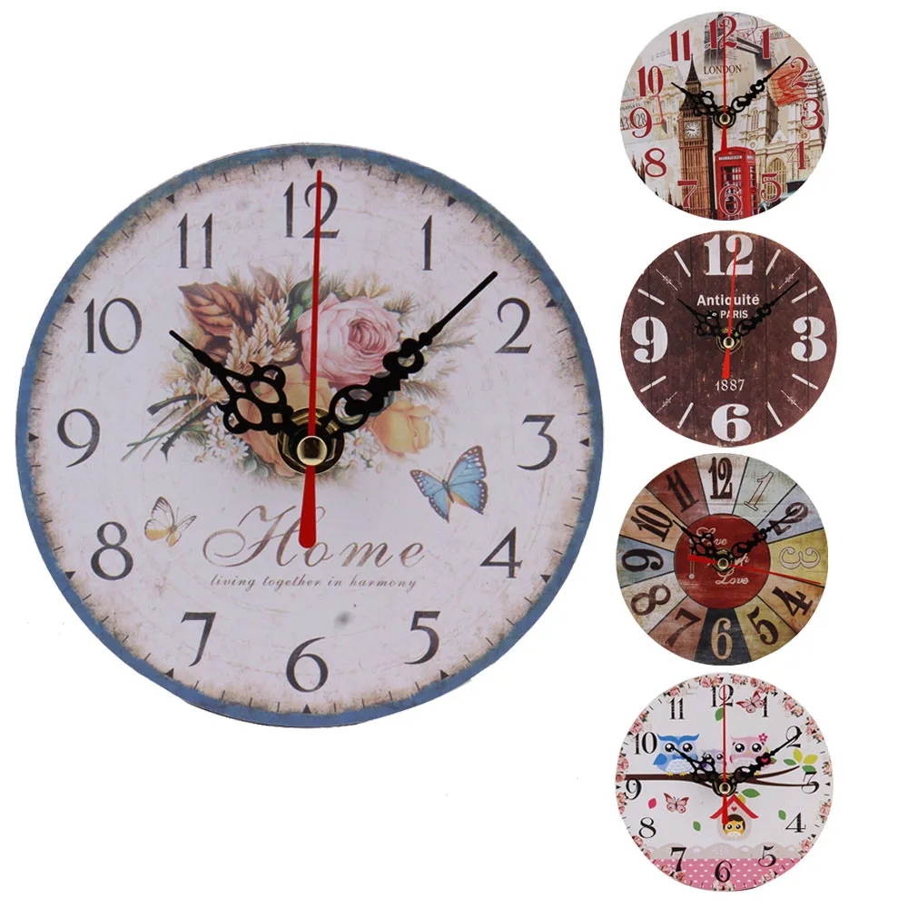 

Vintage Style Non-Ticking Antique Wood Wall Clock For Home Kitchen Office Decorative Wall Clocks Watch Wall Unique Gift #O
