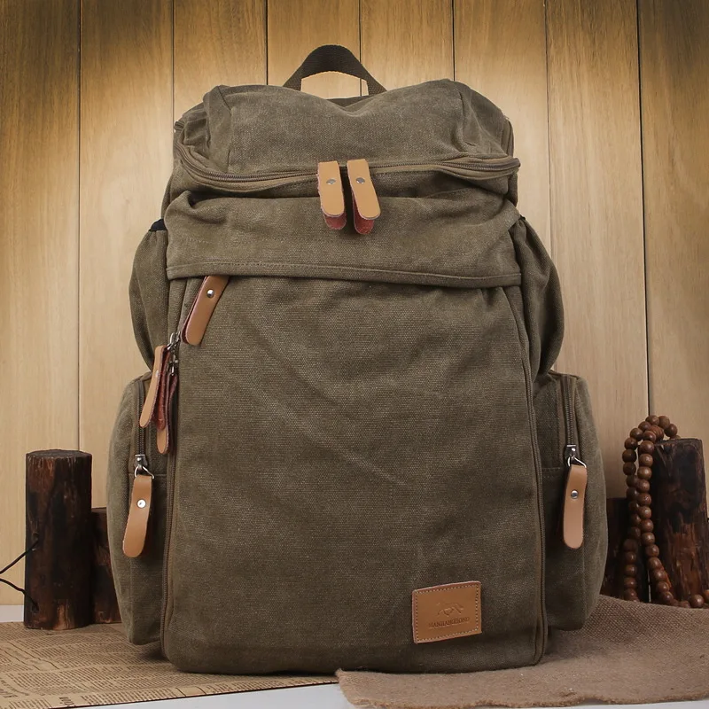 Модный мужской рюкзак, винтажный холщовый рюкзак, Студенческая школьная сумка, мужские дорожные сумки, большой вместительный дорожный рюкзак для ноутбука, сумка - Цвет: Coffee
