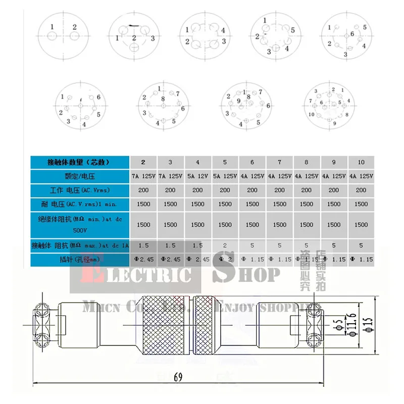 Авиационный разъем 12 мм GX12D двухтактный круговой разъем 2pin3pin4pin5pin6pin 5A 125 В штекер