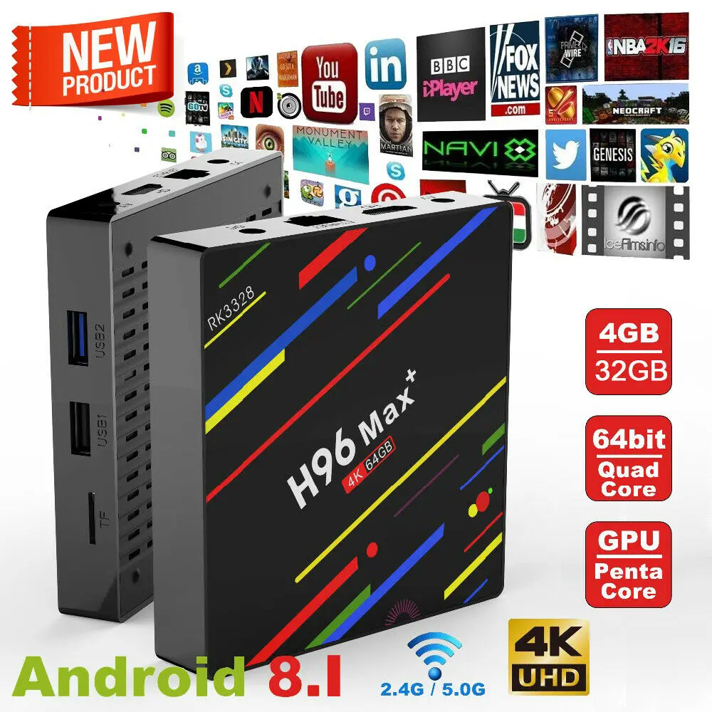 

NEW H96 Pro MAX 4GB 32 64GB Android 8.1 TV Box K18.0 Smart Network Media Player