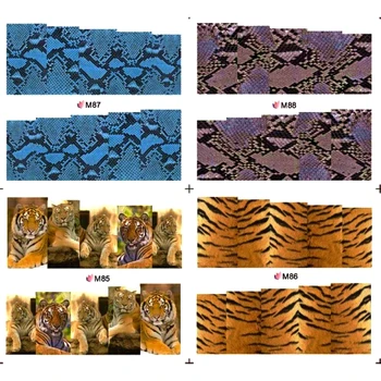 

4 PACKS / LOT FULL COVER TIGER LEOPARD PANTHER SNAKE SKIN TATTOOS STICKER WATER DECAL NAIL ART M085-088