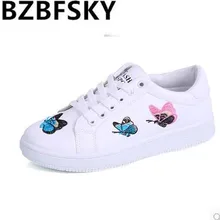 Милые женские кроссовки Дамская обувь Мода вышивать однотонная Белая обувь, хлопковая ткань для женщин обувь на плоской подошве; обувь, мужская обувь, Размеры 4,5-7,5