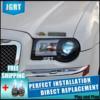 

Car Styling Headlight assembly 2005-2012 for Chrysler 300C DoubleU Angel Eye LED DRL Lens Double Beam H7 hid kit with 2pcs.