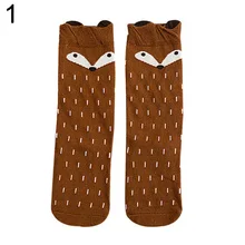 Warm Fashion Baby Children Girls Fox Pattern Socks Soft Cotton Knee High Hosiery