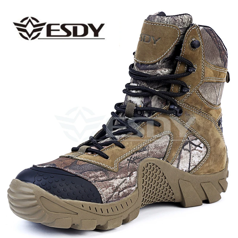 Online Esdy Winter Männer Stiefel Military Camouflage Casual Taktische Stiefel Leder Kampf Armee Stiefel herren Knöchel Sicherheitsschuhe Arbeitsschuhe