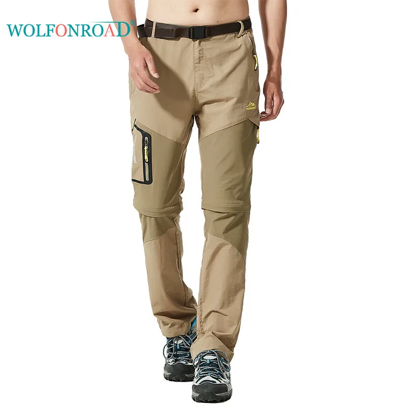 

WOLFONROAD Hiking Pants Men Quick Dry Removable Pants Waterproof Outdoor Sport Trousers Climbing Fishing Short Pants DRJ-002