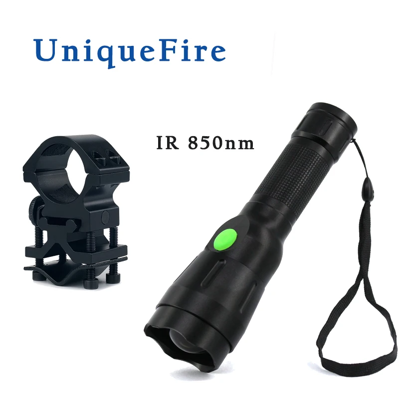 

UniqueFire 1603 IR 850nm Waterproof LED Flashlight 38mm Lens 4 Modes Zoomable Rechargeable Torch with QQ07 Scope Mount
