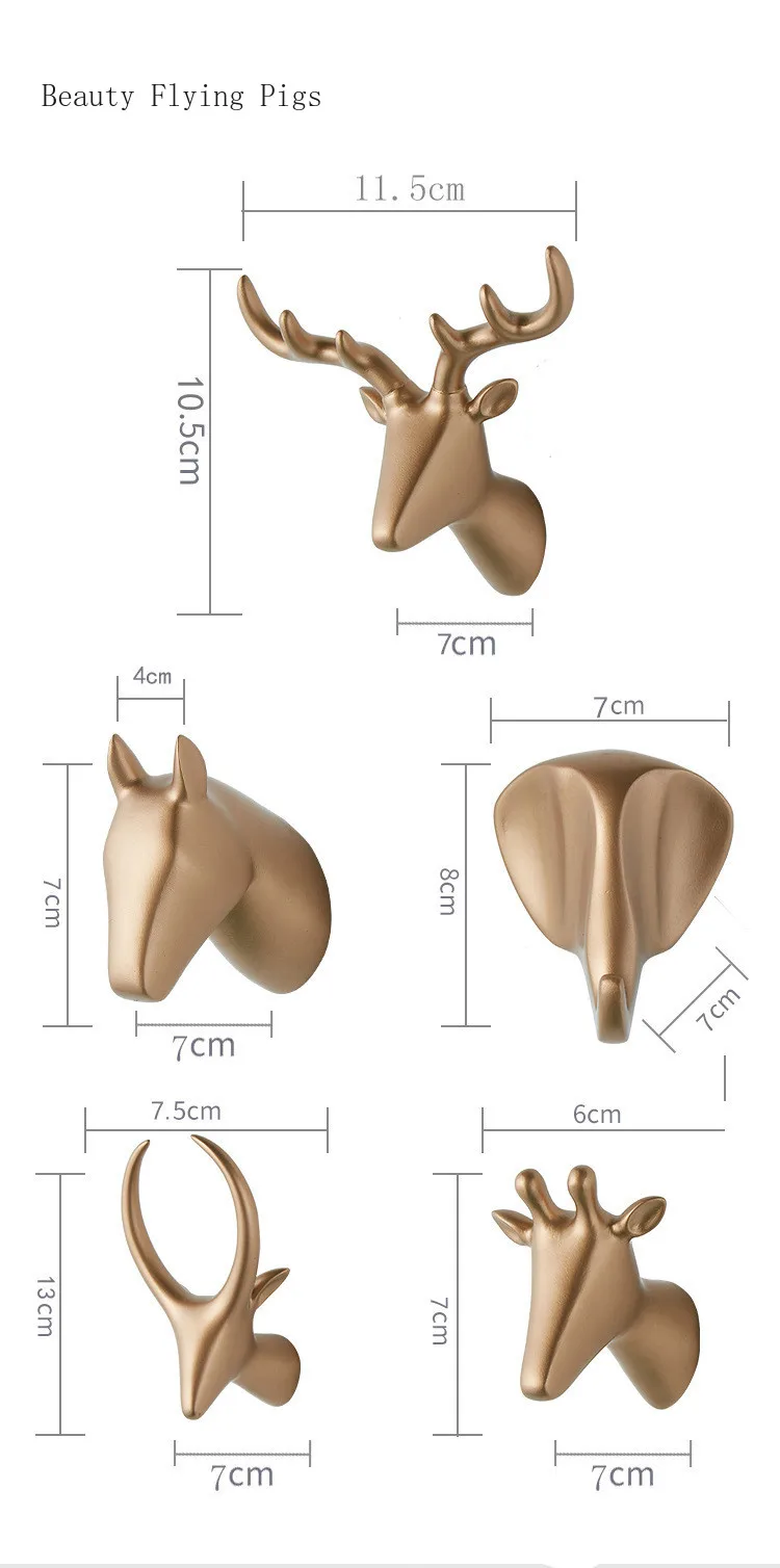 1 шт. натуральный каучуковый крючок для животных белый золотой черный слон, носорог значок лошади для пальто крючок настенный Декор настенный подвесной домашний декор