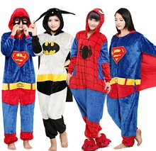 Traje Adulto Pijama Pijama de Halloween Kigurums Supermam Superhéroe Batman Onesie Mono de Las Mujeres de Los Hombres Cosplay de Halloween Navidad