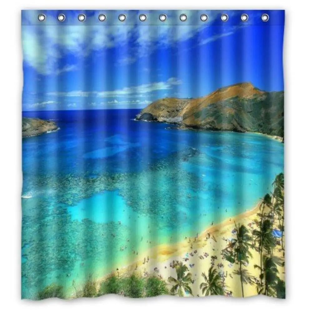 

Hawaii stall resistant Custom Bathroom Curtain Shower Waterproof Bathroom Shower Curtain Polyester Fabric 60(w)x72(h)