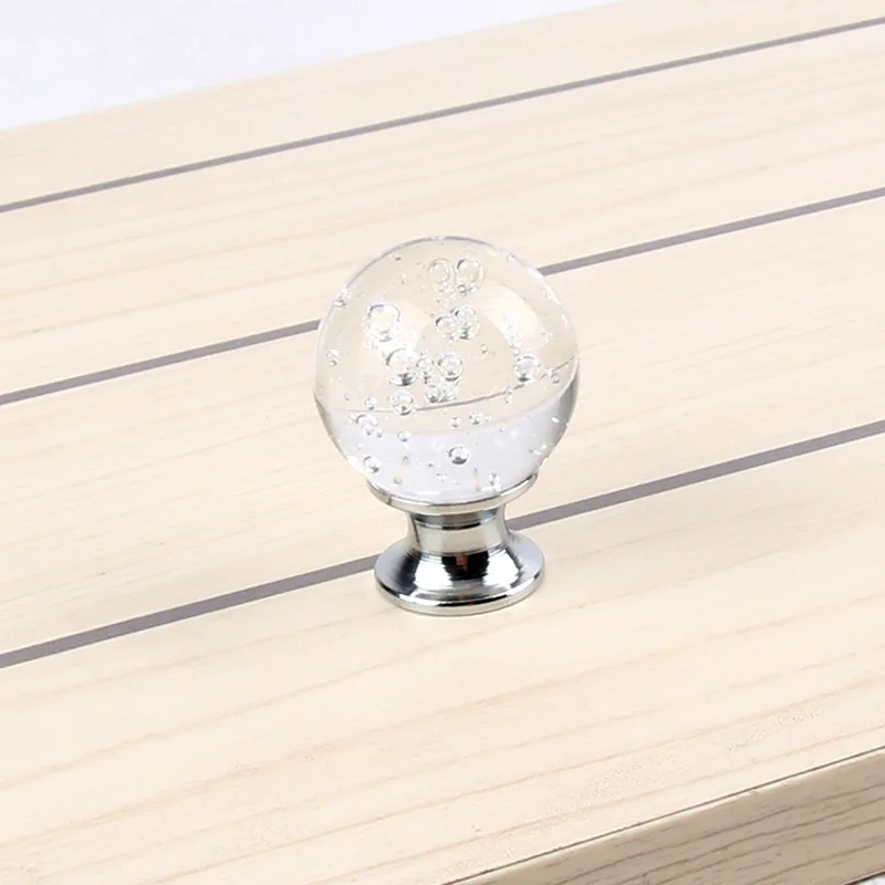 

2 x Handle Button with Air Bubble for Cabinet Door Drawer Transparent Crystal Glass Knobs Cupboard Drawer Pull Kitchen Cabinet