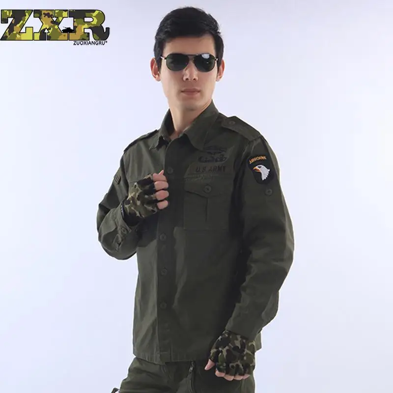 

Outdoor Fishing Shirt Army Fans Airborne Division Men's Long Sleeved Shirt Training Costume Camouflage High Quality Hiking Shirt