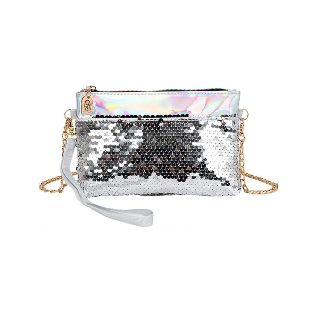 Banabanma Женская модная блестка маленькая сумочка портативный органайзер чехол карман для сотового телефона ZK37 - Цвет: Silver