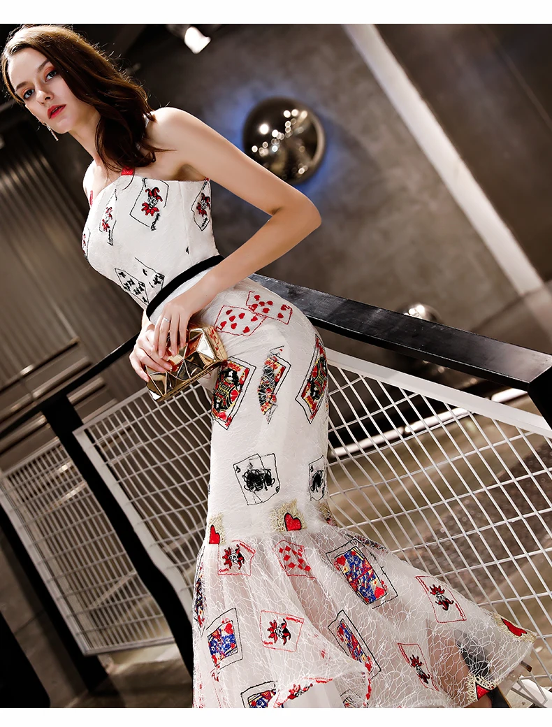 Beauty Emily White Evening Dress 2019 Long Lace Up Mermaid Formal Party Prom Dress Floor-length Dinner Gowns robe de soiree 