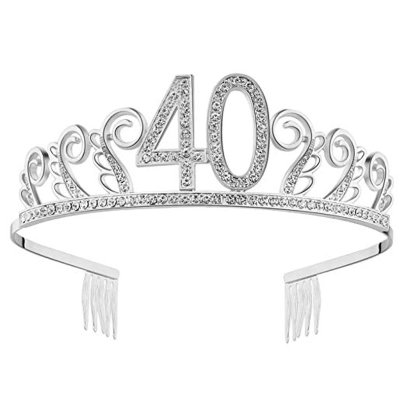 30, 40, 50-я корона для взрослых, украшение для дня рождения, хрустальные стразы, тиара, корона принцессы, Свадебные или девичник, вечерние украшения для девичника