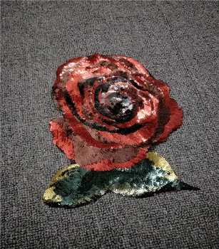 

Rose flower sequins patch vintage embroidered fabric applique Sweater Jacket coat bags clothing decoration sew on patch Motif