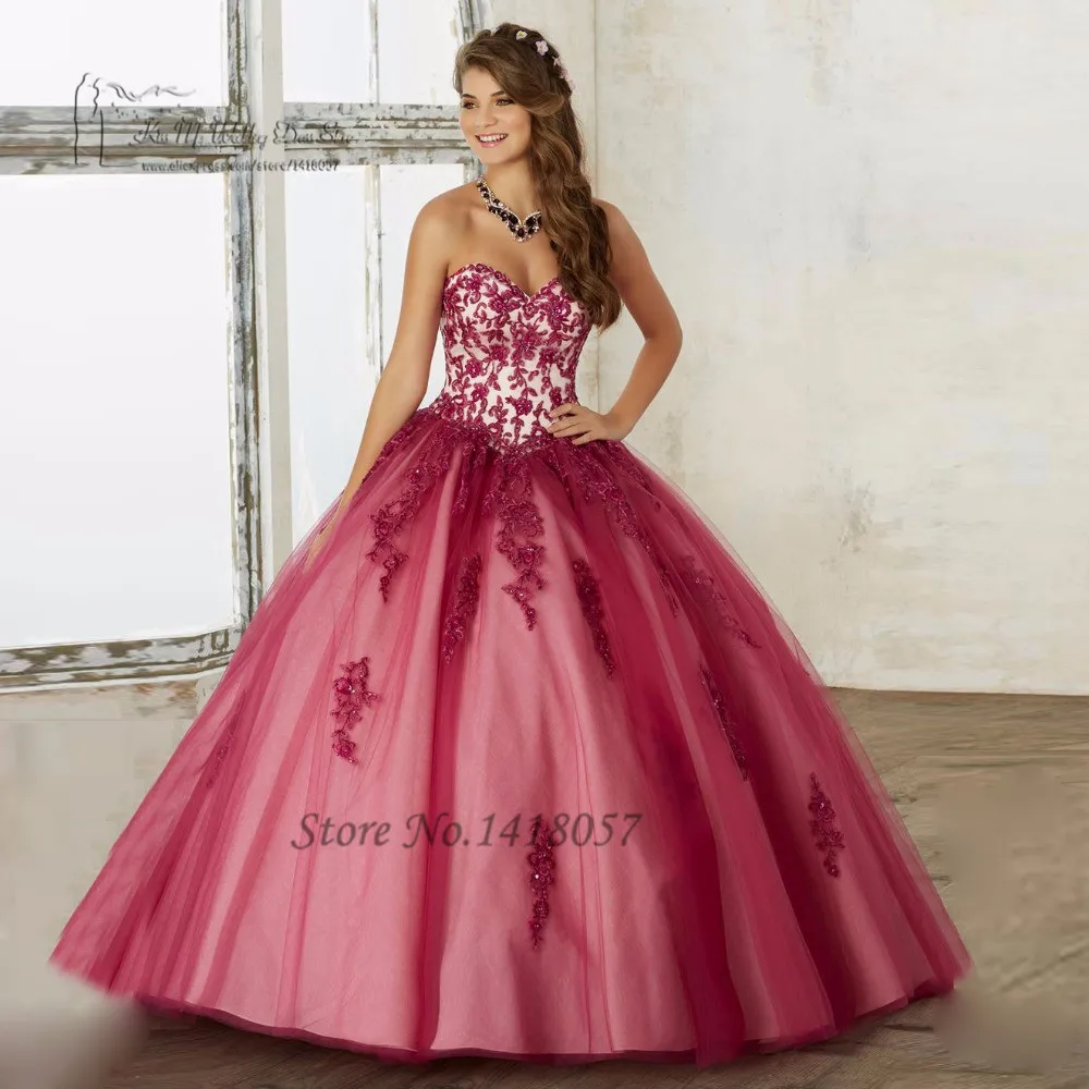 Puffy Orange Burgundy Quinceanera Dresses 2017 Cheap Quinceanera Gowns