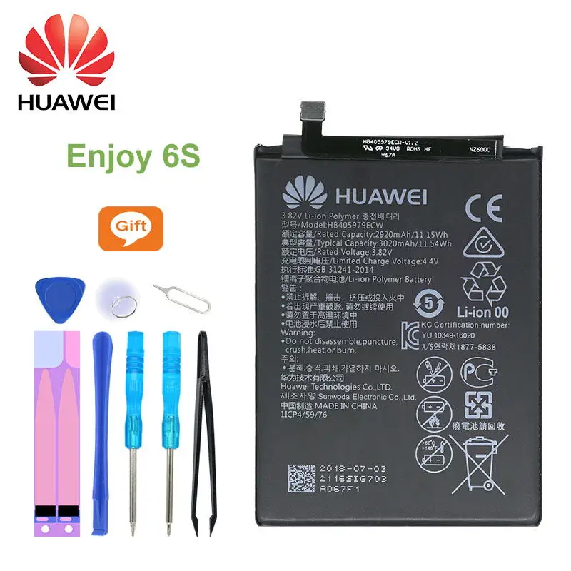 

Huawei Original Battery HB405979ECW 3020mAh for Huawei Enjoy 6S / NOVA/ CAZ-AL10 CAZ-TL00 Phone Replacement Batteries