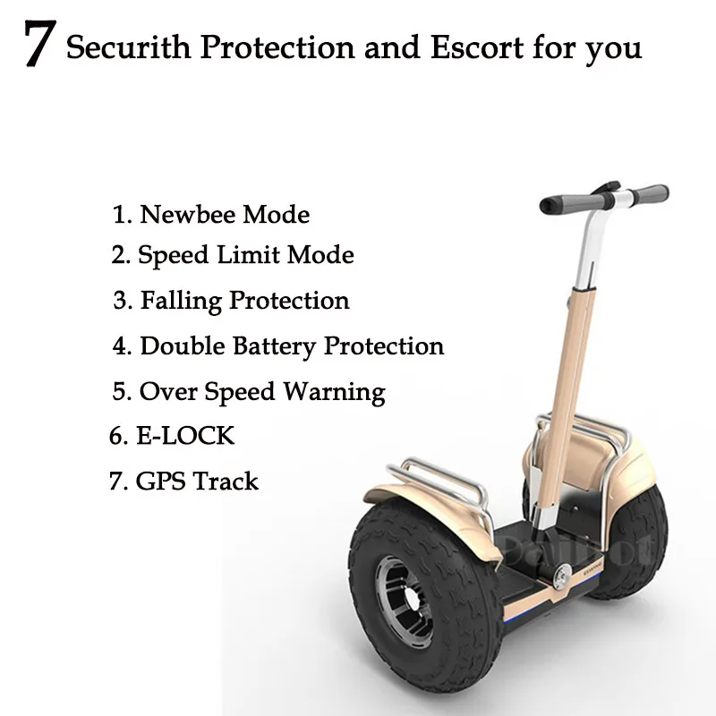 Daibot Off Road Electric Skateboard Self Balancing Scooters With APP GPS 19 Inch Motor 2400W 72V Hoverboard Electric Scooter