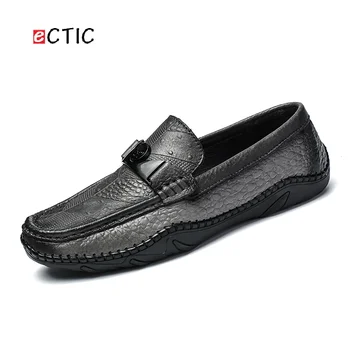 

ECTIC Crocodile Slip On Swag Calcado Cow Leather Shoes For Men Dress Shoes Horsebit Loafer Dropshipping
