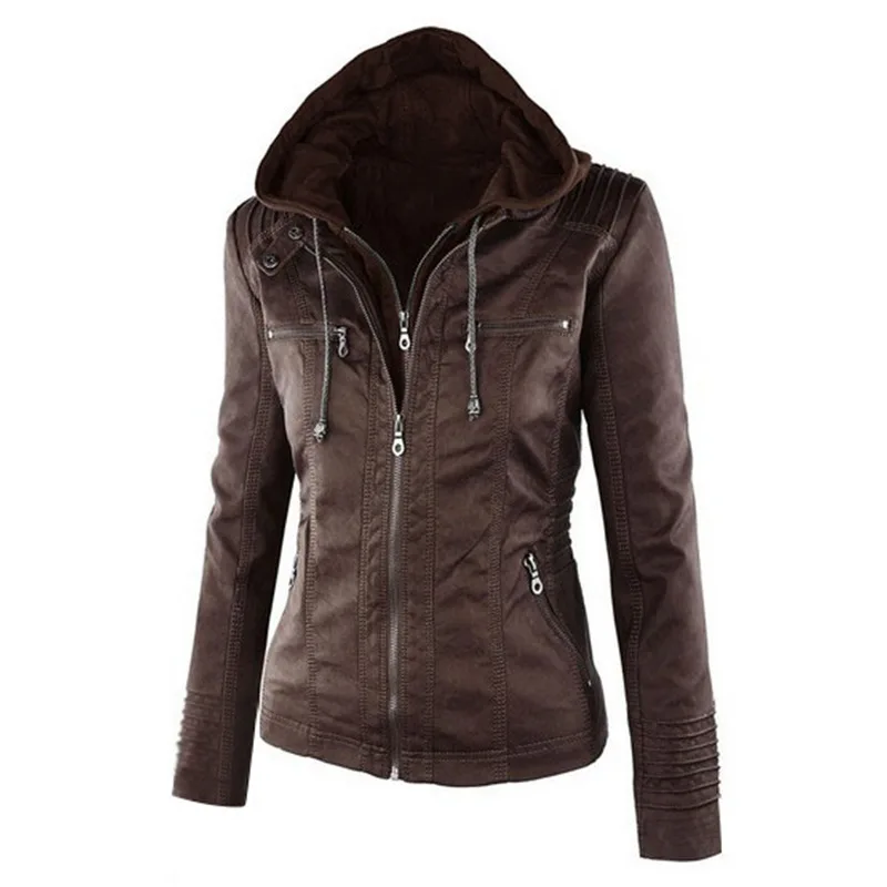 2019 spring new long-sleeved women's zipper leather large size jacket short jacket female