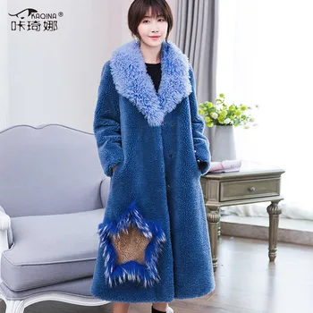 

Real Fur Coat 100% Wool Jacket Raccoon Dog Fur Slim Long Coats Winter Coat Women Clothes 2018 Korean Manteau Femme Hiver 18089ZT