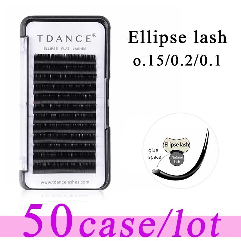 

TDANCE 50tray/lot Flat Ellipse Eyelash Extensions split tips ellipse shaped natural light false ellipse eyelashes